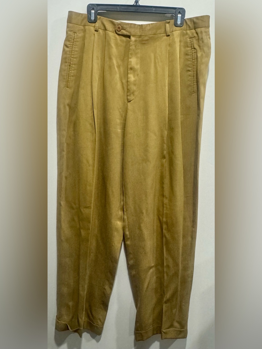 Zanella Duncan 36x32 Made In Italy Pleated Dress Pants Olive Brown